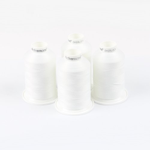 4x 1000m ACKERMANN Bauschgarn NÄHGARN, Stärke 120, Qualitätsgarn, Overlock Garn, Coverlock-Garn, Garn für Overlock-Nähmaschinen und Coverlock-Nähmaschinen (5000)