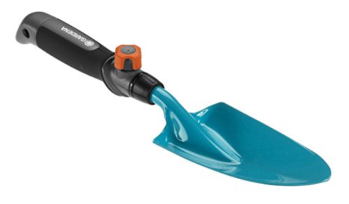 GARDENA combisystem-Blumenkelle: Gartenschaufel für An- und Umpflanzarbeiten, Arbeitsbreite 8.5 cm, flexibler Einsatz, aus Qualitätsstahl, duroplastbeschichtet, Korrosionsschutz (8929-20)