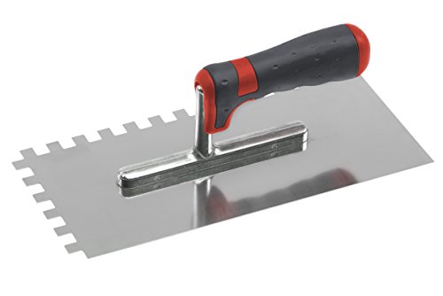 Meister Glättekelle 280 x 130 mm  Zahnung: 10 x 10 mm  Rostfreier Edelstahl  2K-Griff | Glättkelle | Glättscheibe | Traufel | Edelstahlkelle | Zahnkelle | Glättekelle mit Zahnung | 4136990