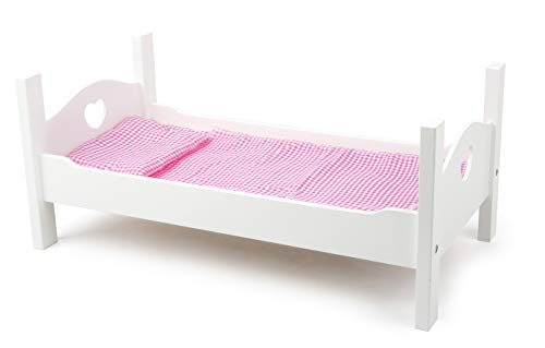 small foot 11212 Puppenbett aus weißem Holz, inkl. niedlicher Wäsche, Rollenspielzeug Spielzeug, Mehrfarbig
