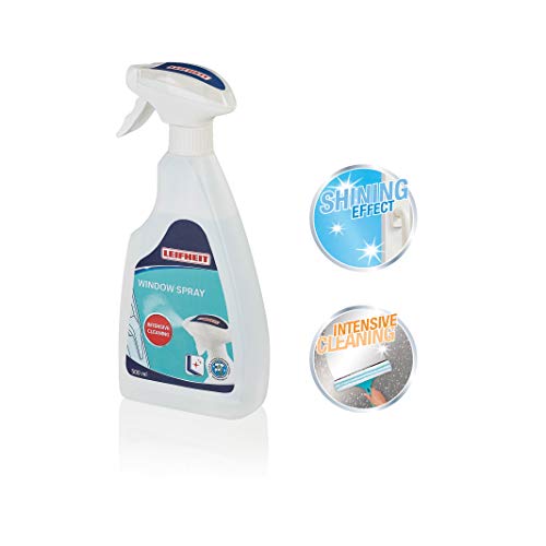 Leifheit Glasreiniger, Fensterreiniger, 500 ml Fensterputzmittel für streifenfreie Reinigung von Fenstern und Spiegeln, praktisch nachfüllbare Sprühflasche, ideale Ergänzung zum Fenstersauger