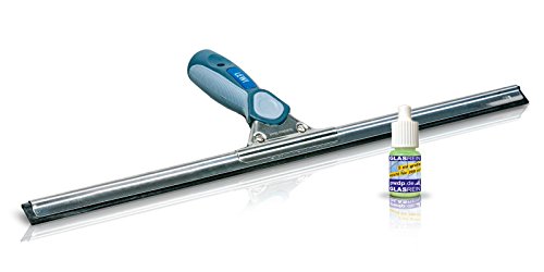 Profi-Fensterabzieher (35cm) von LEWI | streifenfreies Ergebnis, ergonomischer Griff, Edelstahlschiene & Gummilippe | Fensterwischer | Fensterreiniger | inkl. Gratisprobe Profi-Glasreiniger