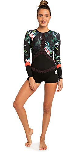 RIP CURL Womens Madi 1mm Langarm Boyleg Shorty Neoprenanzug Coral - Easy Stretch - Reißverschluss an der Rückseite - 100% E4 Neopren. 1 mm