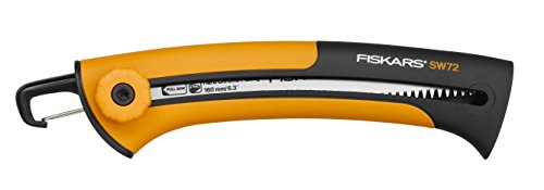 Fiskars Handsäge für frisches Holz, Grobzahnung, Einziehbar, Rostfreies Stahl-Sägeblatt, Schwarz/Orange, Xtract, SW7