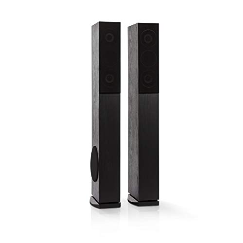 auna Line 4707 Standlautsprecher - 4-Wege-HiFi-Lautsprecher-Paar, Heimkino-System, 960 Watt max, 4-8 Ohm, abnehmbare Frontcover, rückseitige Bassreflexröhre, Bass-Reflexgehäuse, schwarz