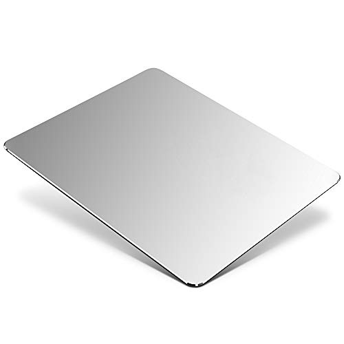 Aluminium Metall Mauspad Gaming Mouse Pad Aluminium-Mausunterlage, Mauspad mit Glatter Präzisionsoberfläche und Rutschfester Gummibasis für Laser-/optische Maus,Silber (23 x 18x 0,2 cm)