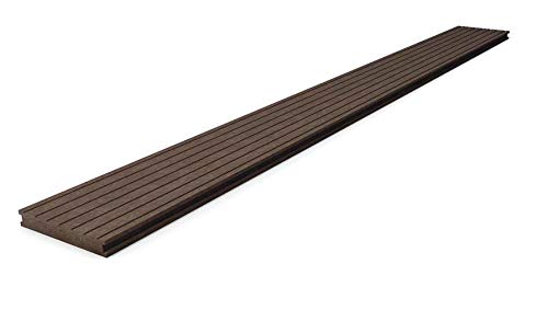 Terrassendielen aus dem Recycling-Kunststoff hanit; verrottungsfester, witterungsbeständiger Bodenbelag für Terrasse und Balkon, 200 x 19,5 x 2,8 cm, braun (1)