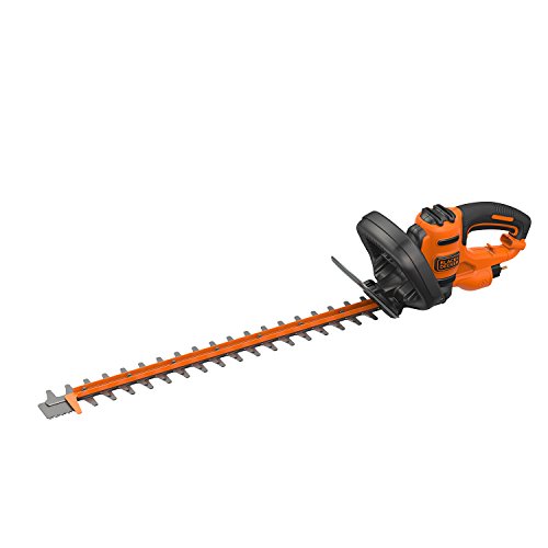 Black+Decker Elektro-Heckenschere (600W, 60 cm Schwertlänge, 25 mm Schnittstärke, Bügel-Zweithandgriff und transparentem Handschutz, für große Hecken)