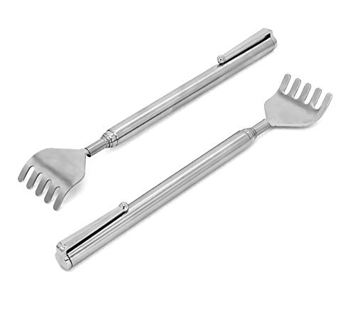 Rückenkratzer, Praktische Rückenkratzer aus Edelstahl - 2 Stück - 51cm Reichweite - Hochwertiger Kratzer mit ausziehbarem Stab - Teleskop Metallrückenkratzer für Kopf und Rücken. Ideal als Geschenk