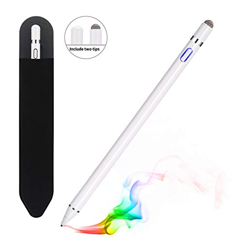 Stylus Stift für Apple iPad, Touchstift USB wiederaufladbar Eingabestift mit 1.5 mm Extrem Feiner Spitze & Austauschbarer Kappe, Aktiver Stylus Pen für iPad Pro/iPad 2018/iPhone/Samsung/Lenovo Tablet