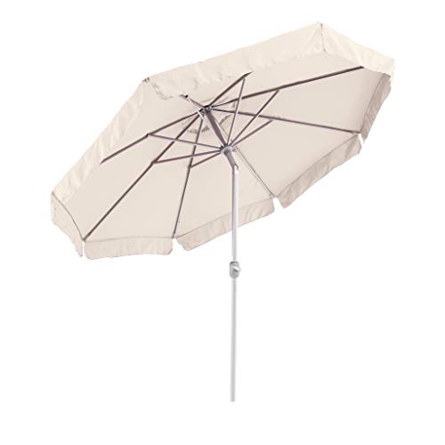 SORARA Sonnenschirm Parasol | Sand/Beige | Ø 300 cm / 3m | Rund Palermo | Polyester 180 g/m² (UV 50+)| Kurbel & Pendel (excl. Base)