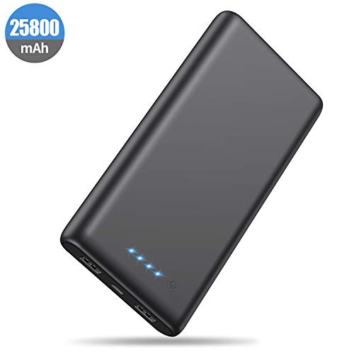 HETP Powerbank 25800 mAh Externer Akku, Kompakt Powerbank Power Pack 2 Port Output Hohe Kapazitat Tragbares Ladegerät mit LED-Statusanzeige, kompatibel mit Telefon und Tablet