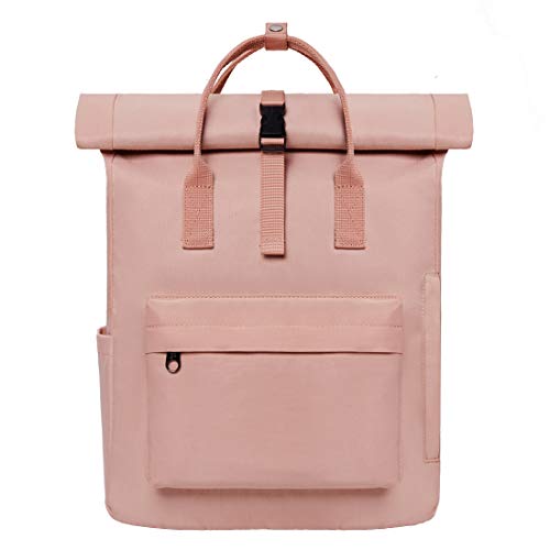 KALIDI Rucksack Damen Rucksack Herren Tagesrucksack mit Laptopfach, Unisex Modern Rolltop Rucksack Daypack, Wasserdichter Schulrucksack,Lässiger Backpack Schule Freizeit Uni Arbeit (rosa)