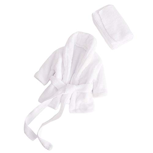 Taoytou Littile Mädchen Kleid, Neugeborene Fotografie Kleidung Baby Bademantel Mit Gürtel + Kopftuch (Weiß 0-3 Mt)