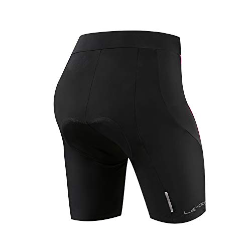 Letook Fahrradhose Damen Kurz Radhose für Frauen Gel Sitzpolster Atmungsaktiv Rosa Linie XL