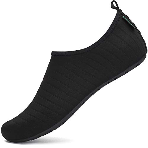 SAGUARO Badeschuhe Wasserschuhe Neoprenschuhe Damen Herren Schwimmschuhe Frauen Strandschuhe Surfschuhe Aquaschuhe Barfuß Schuhe, Schwarz 36/37