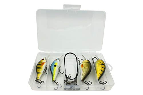 Petri's Catch: Crankbait Wobbler 4er Set | 2 x 7cm + 2 x 9cm Kunstköder mit Schaufel | Owner Drillinge | 4 x Stahlvorfach | für Hecht Zander Barsch