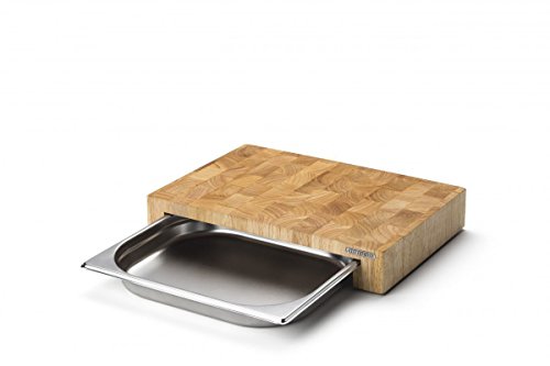 Continenta Schneidebrett Stirnholz mit Edelstahl Schublade Maße: 39 x 27 x 6 cm