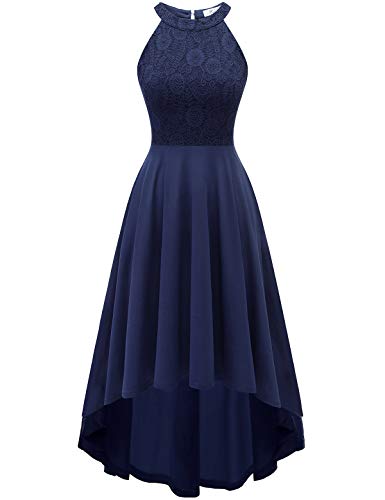 YOYAKER Damen Vintage Retro Spitzen Ärmellos Vokuhila Brautjungfernkleider Cocktail Party Abendkleider