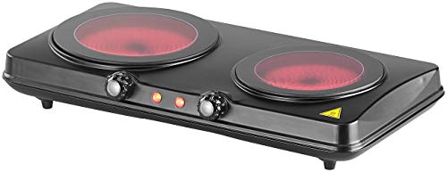 Rosenstein & Söhne Kochplatte: Glaskeramik-Doppel-Kochfeld, Infrarot-Wärme, 2.000 W, Ø 16,4 & 18,8 cm (Infrarotkochplatte)