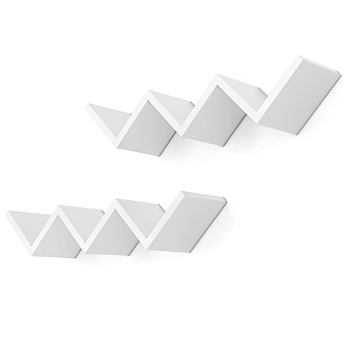 SONGMICS Wandregal Schweberegale 2er Set Cube Regal Bücherregal CD Regal Kinderzimmer 71,5 cm, weiß LWS67W