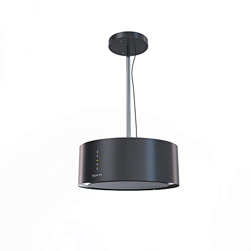 BERGSTRÖM Dunstabzugshaube OLE freihängend Inselhaube rund Edelstahl (Schwarz Matt, 50 cm)