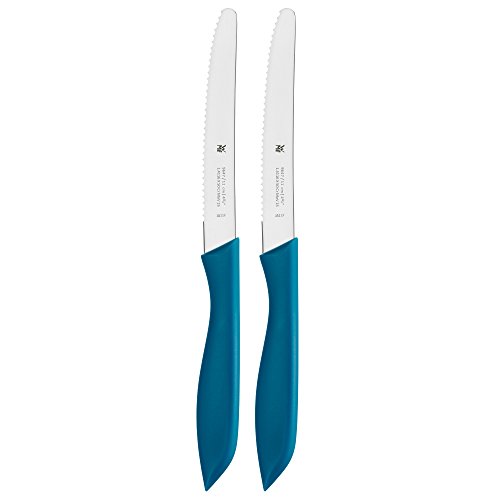 WMF Brotzeitmesser Set 2-teilig, 23 cm, Vespermesser mit Doppelwellenschliff, Spezialklingenstahl, Kunststoffgriff, blau