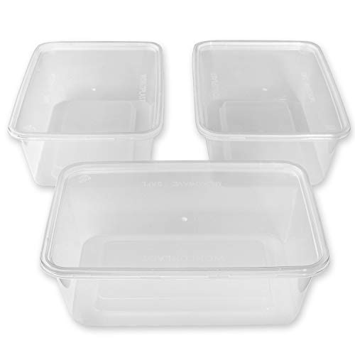 wecansourceitltd Portionskontrollbehälter mit Deckel, rechteckig, mikrowellengeeignet, gefriergeeignet (750 ml), Clear/Transparent, 750 ml