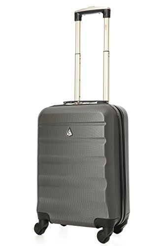 Aerolite Leichtgewicht ABS Hartschale 4 Rollen Handgepäck Trolley Koffer Bordgepäck Kabinentrolley Reisekoffer Gepäck , Genehmigt für Ryanair , easyJet , Lufthansa , Jet2 und Vieles Mehr , Kohlegrau