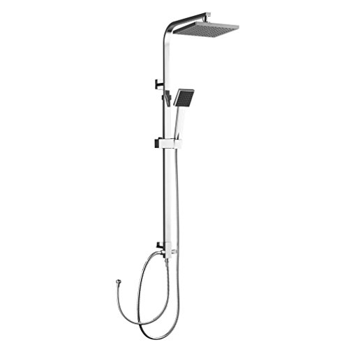 OBEEONR 2-Funktionen Quadrat Duschesystem mit Handbrause & Edelstahl Top-Spray Duschset kann mit Badewanne Wasserhahn verbinden Edelstahl Chrom Wasserfall Duschen Duschset Brauseset Inkl.