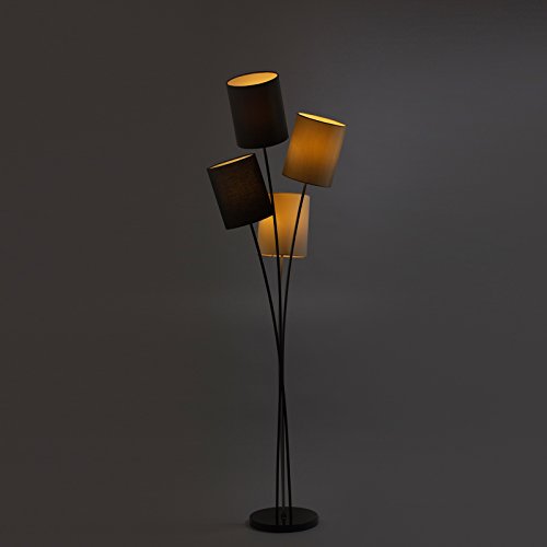 Moderne Designer Stehlampe mit 4 Lampenschirmen in weiß, grau, schwarz und beige | Wohnzimmer | Lounge | LED geeignet | Höhe 160 cm