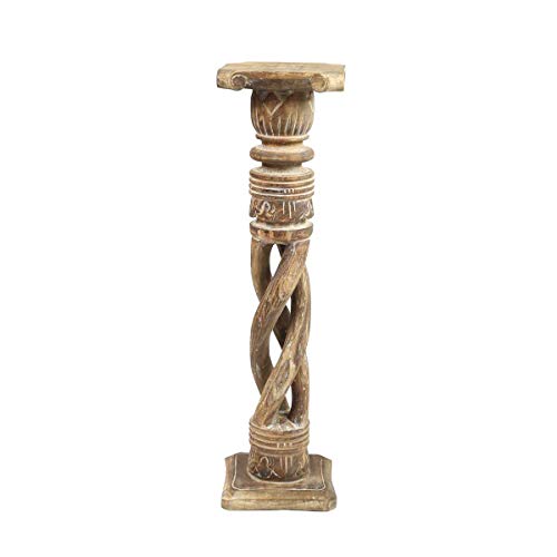 Oriental Galerie Indonesische Edle Dekosäule Blumensäule Säule Ständer Gedreht Sockel Holz 80 cm Brownwash