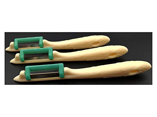 Solingen 3 Sparschäler für Rechts- und Linkshänder Spargelschäler Obstschäler Kunststoff Spargelmesser extra scharf Pendelschäler Gemüseschäler