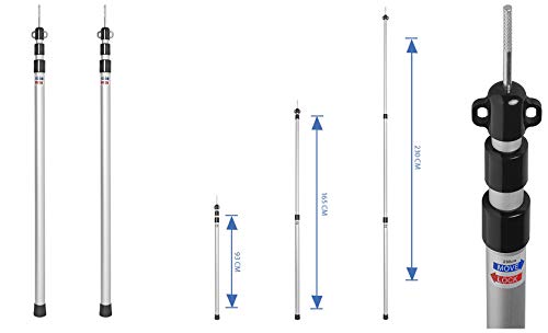 ProPlus 2 STK Teleskop Zeltstange 93-230 cm Alu 3 Größen einstellbar