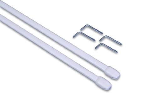 Teleskop- Gardinen- Fenster- Vitragenstangen 2er Set für Scheibengardinen in 3 Größen und 2 Farben (weiß, 60-90 cm)