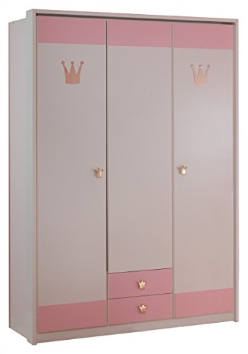 Dreams4Home Kinderschrank 'Princess', Schrank, Kinderzimmer, Drehtürenschrank, Alpinweiß, Kleiderschrank, Kinderkleiderschrank
