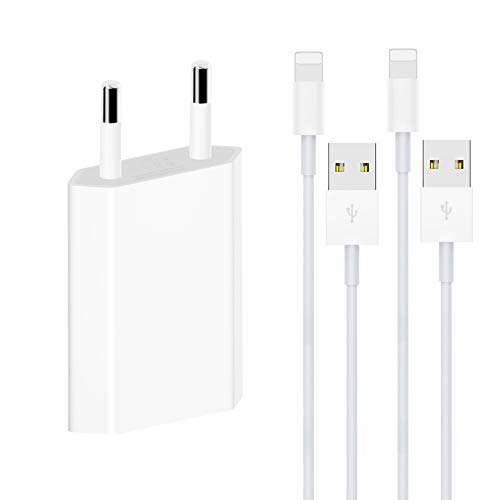WNAUNG Ladeset[MFi Certified], 2x3FT Phone Ladekabel und 1 Pack USB Netzteil Netzstecker für iPhone XS/XR/XR Max/X/8/8 Plus/7/7 Plus, iPad 4/Pro/Mini（Weiß）
