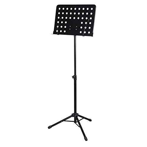 CASCHA Orchesterpult aus Metall, Notenpult, Notenhalter, Sheet Music Stand, zusammenklappbar, höhenverstellbar, schwarz