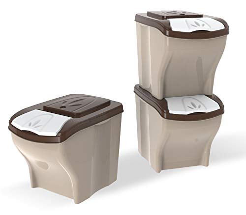 PETGARD Futterbehälter Futtertonne stapelbares 3er Set 3 x 20 Liter Mülltonne Vorratsbehälter