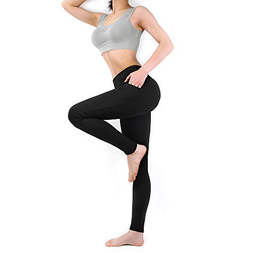 LK LEKUNI Sport Leggings Damen Kurze 3/4 Lang Sporthose Sportsleggins Laufhose Für Fitness Gym Yoga Mit Mesh und Taschen Elastisch Dehnbar Verbesserte Materialien(Schwarz,XS,9)