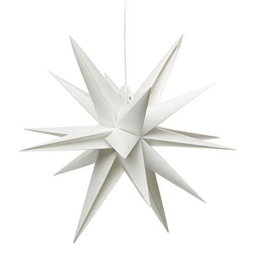 3D Leuchtstern / mit warm-weißer LED Beleuchtung / für Innen und Außen geeignet (IP44) / hängend / 7,5 m Zuleitung (Weiß)