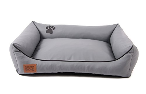 Hundebett Kunst Leder Luxus Hundebett Hundesofa Katzenbett Hundekorb S M L XL XXL XXXL Dollaro (XXL ( ca. 120x90 cm), grau)