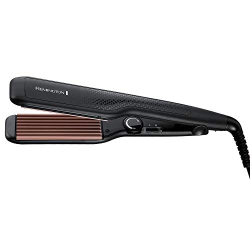 Remington S3580 Kreppeisen Ceramic Crimp 220, Zick-Zack Wellen und Volumen, 37mm Stylingplatten mit Rillen, 4-facher Schutz, hochwertige, antistatische Keramik-Turmalin-Beschichtung, rosé/schwarz