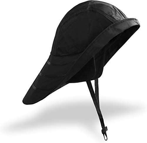 normani Regenhut Südwester mit Kinnband und Langer Krempe Unisex - verschweißte Nähte - 20000 mm Wassersäule Farbe Schwarz