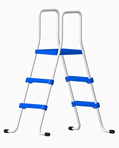 well2wellness Poolleiter Schwimmbad Leiter - 2-stufig mit Plattform 150/91 cm (024288)