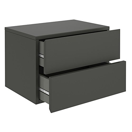 Wandregal ANNI Hängeregal Nachtkommode hängend Nachttisch Wandboard mit 2 Schubladen in grau anthrazit