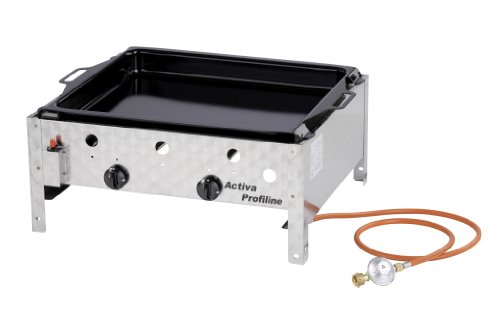 Activa 2-flammiger Gastrobräter mit emaillierter Pfanne, Silber