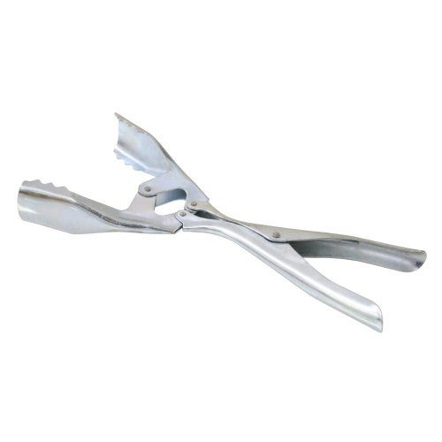 Kamino Flam Brikettzange in Silber verzinkt, Kohlezange für Kamin, Ofen oder Grill, Kaminzange mit Doppelgelenk für Briketts und Kohle, Maße: ca. 10 x 25 x 3 cm