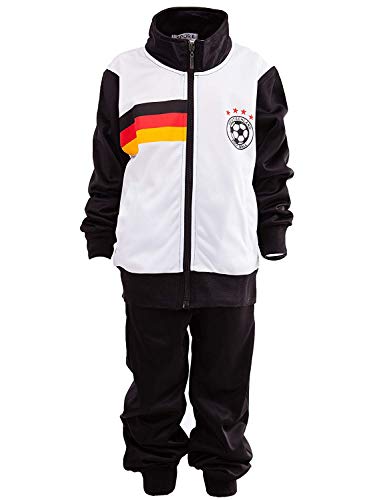 24brands Kinder Jungen Fußball Set Trainings Anzug Polyesteranzug Trikot Deutschland Brasilien sportanzug Ländertrikot TKF2941, Größe:104-110;Farbe:Deutschland