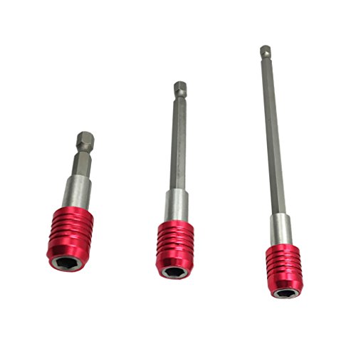Sharplace 3pc Rot Magnetische Verlängerung Schraubenzieher Bohrer Halter Satz Bits Schnelle Freigabe für 1/4 '' Hex Shank Bits